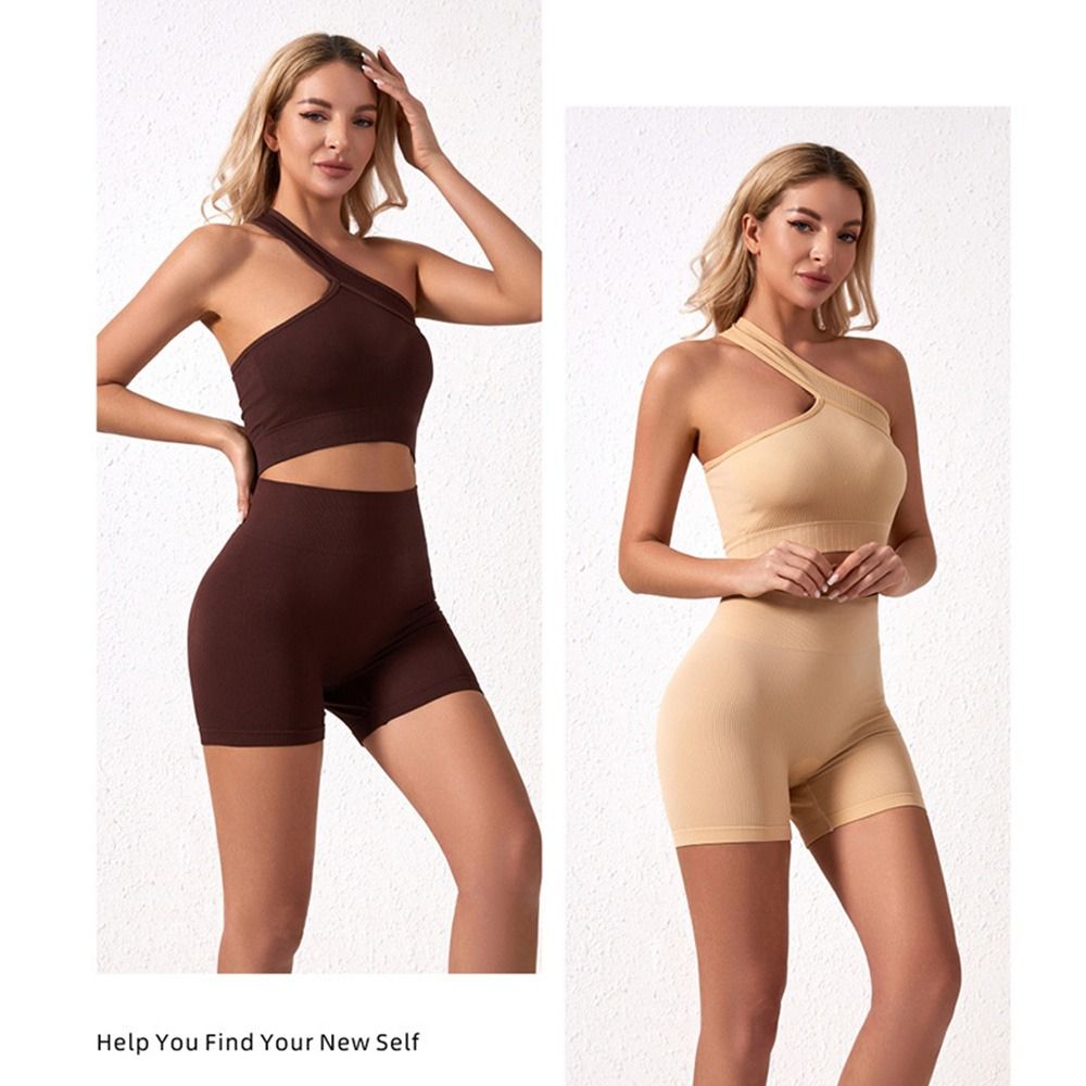 Seamless Ribbed Workout Tank Top - 2피스 재사용 가능한 여성용 운동복 세트,