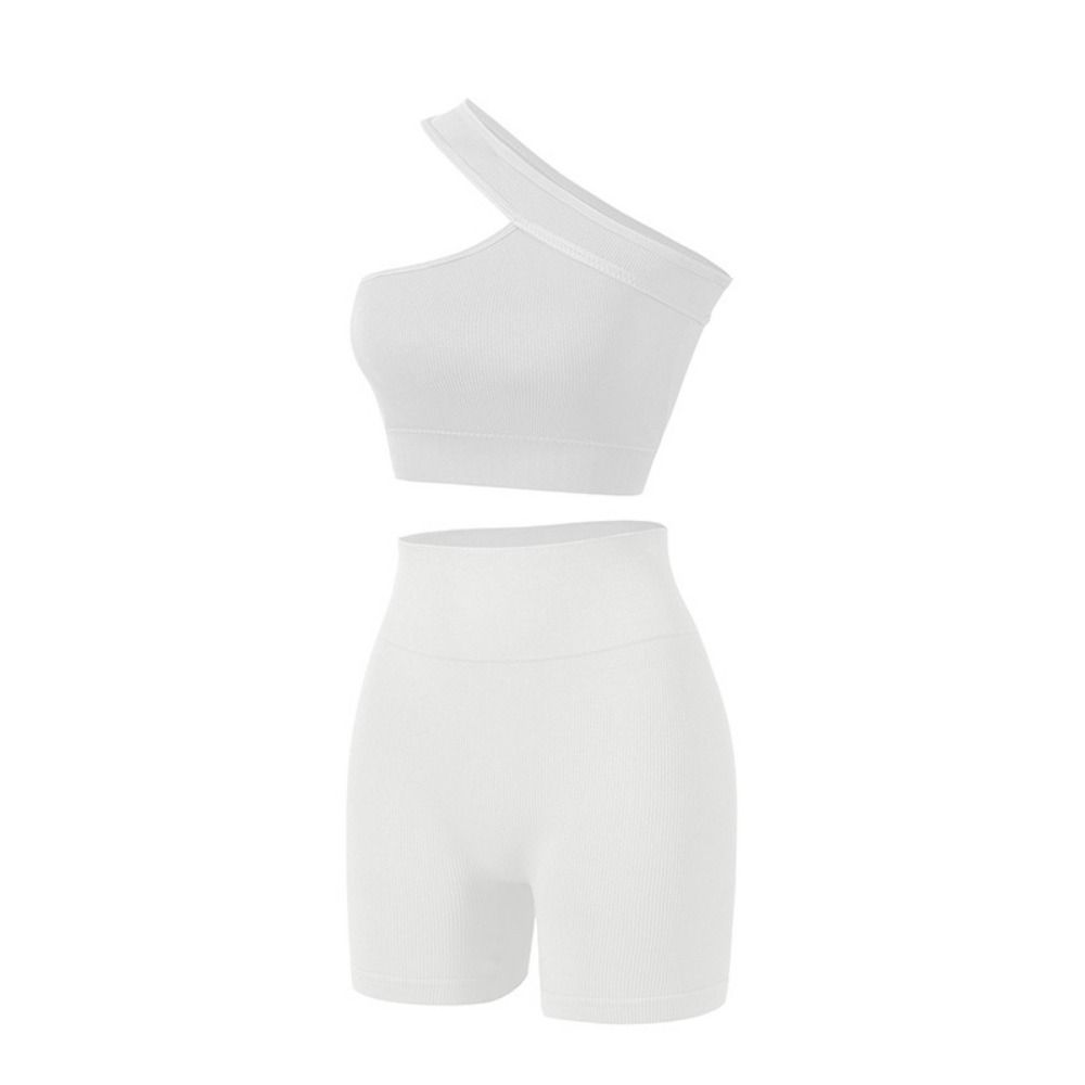 Seamless Ribbed Workout Tank Top - 2피스 편안한 심리스 여성 운동복 세트,