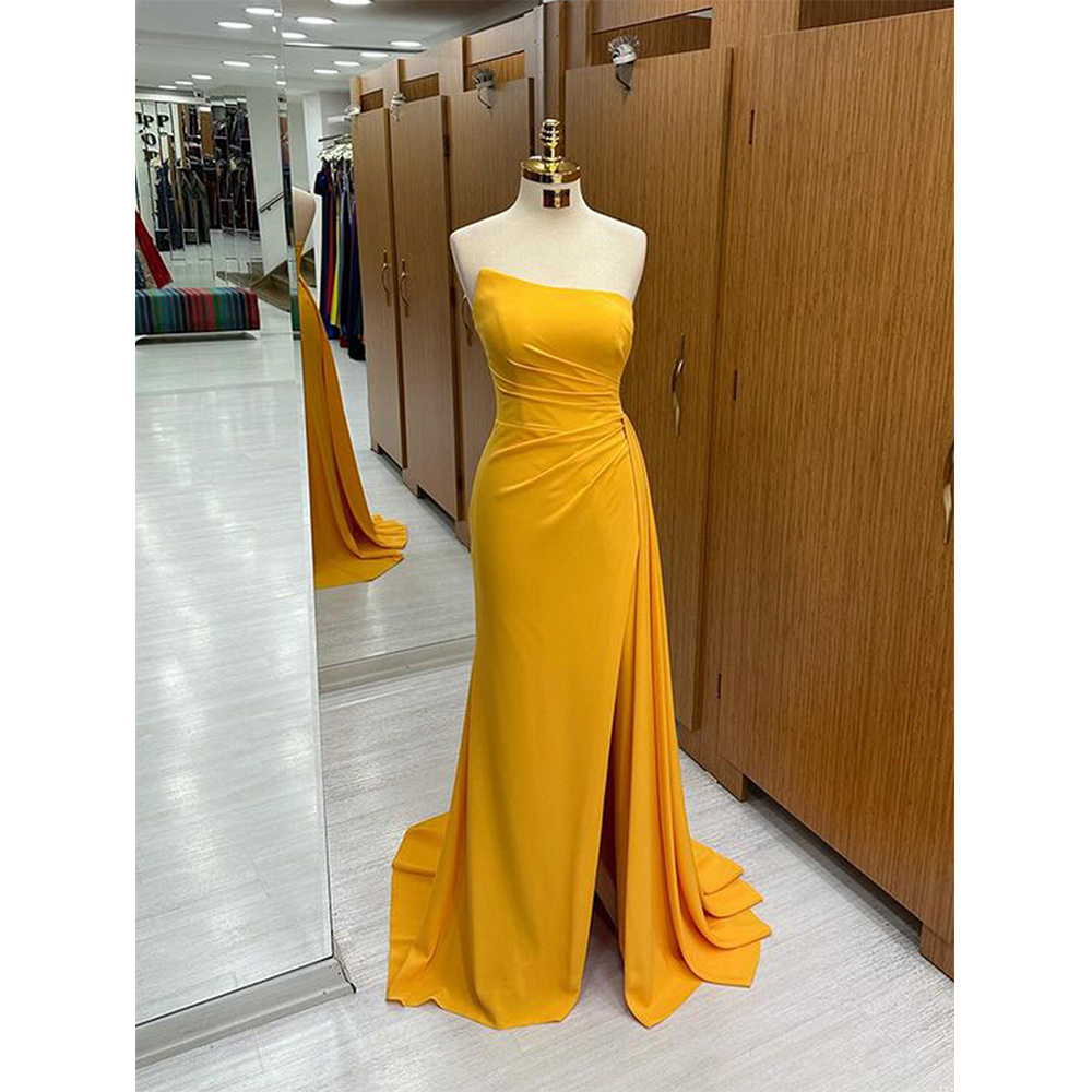 Elegant Satin Evening Gown Split - MVOZEIN Strapless Prom Dresses 2026 스트레이트