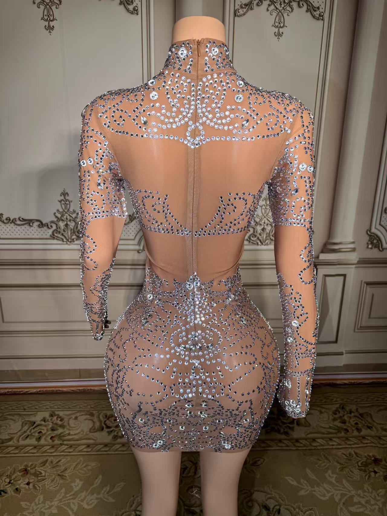 Sparkly Rhinestone Club Party Dress - ZD 반짝이는 라인스톤 미니 드레스 섹시한