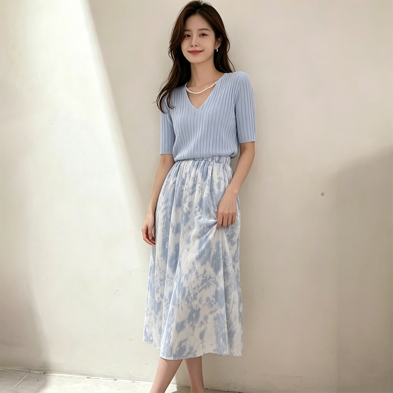 Korean Style A Line Shirt Dress - 2026 여름 여성용 젠틀 숏 슬리브