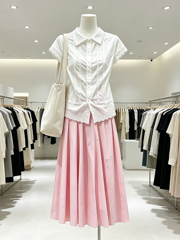 Korean Style A Line Shirt Dress - 우아한 플러스 사이즈 여성 여름 셔츠와
