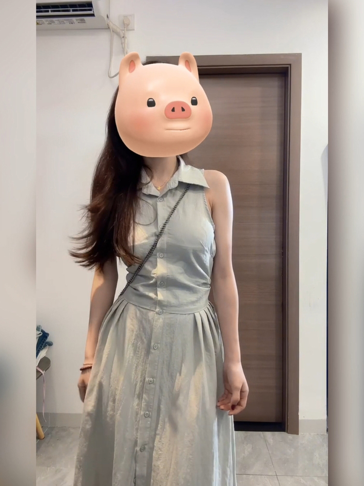 Korean Style A Line Shirt Dress - XZY 시크 캐주얼 칼라 민소매 셔츠